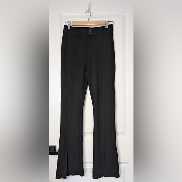 Maeve by Anthropologie Slit-Front Flared Ponte Pants Black Size 4 - Picture 1 of 12